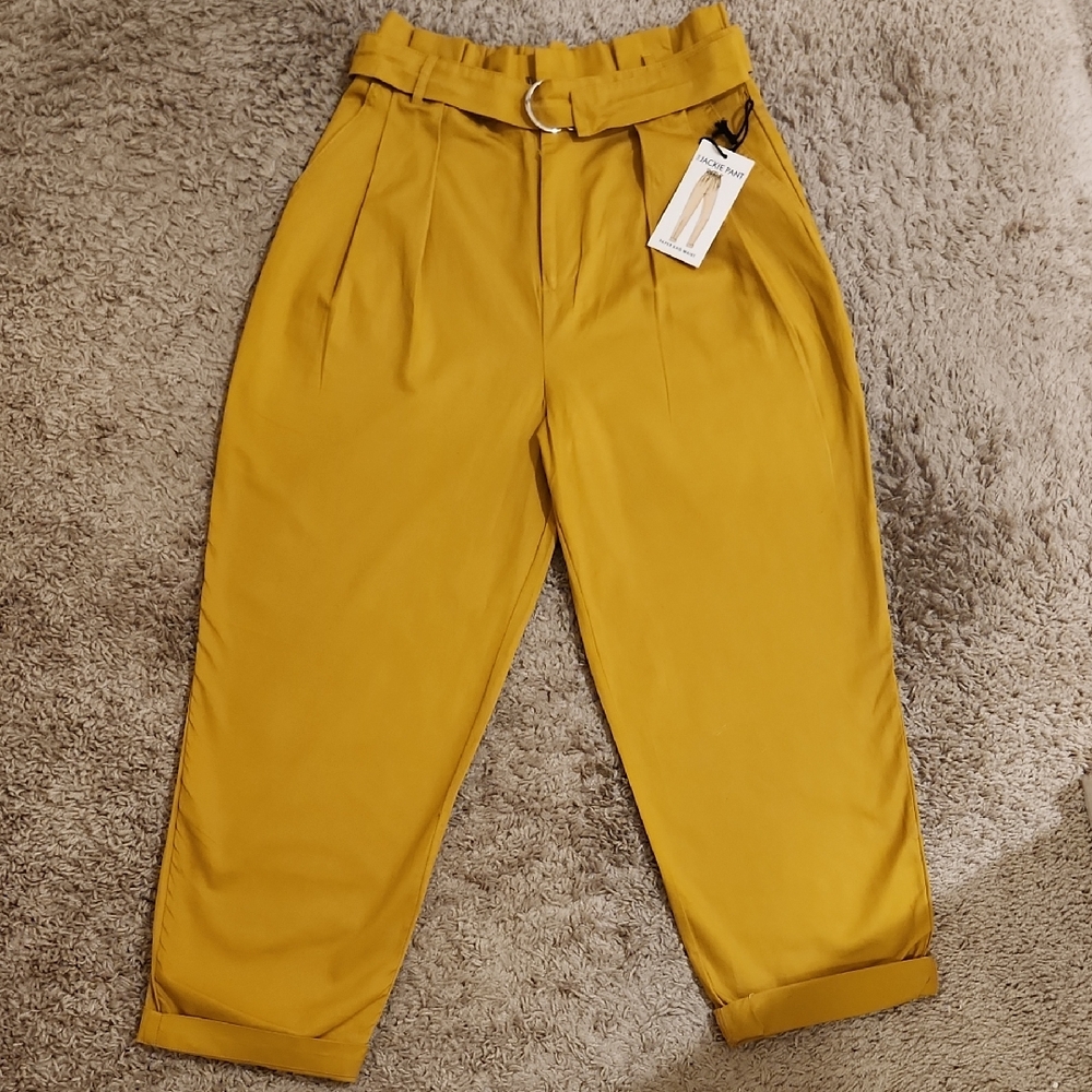 Mustard Yellow High-Waisted Trousers